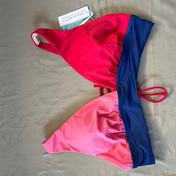 Beach Betty Colorblock Bikini Top size L - Picture 4 of 8